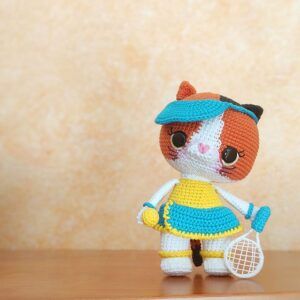 Gatina Navratilova patrón de gata tenista amigurumi